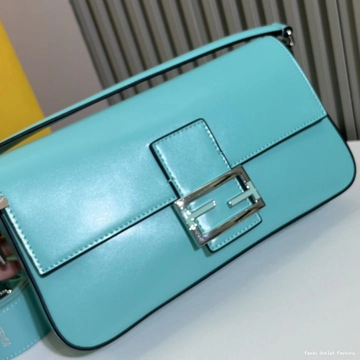 Cheap HOT Bag Smooth Medium Tiffany In Baguette Leather Fendi Blue 0724